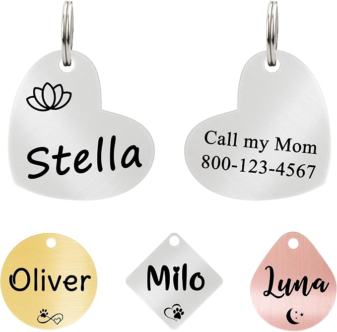 Ultra Joys Cat ID Tag Personalized Pet Tags, Durable Stainless Steel Small Pet by UltraJoys