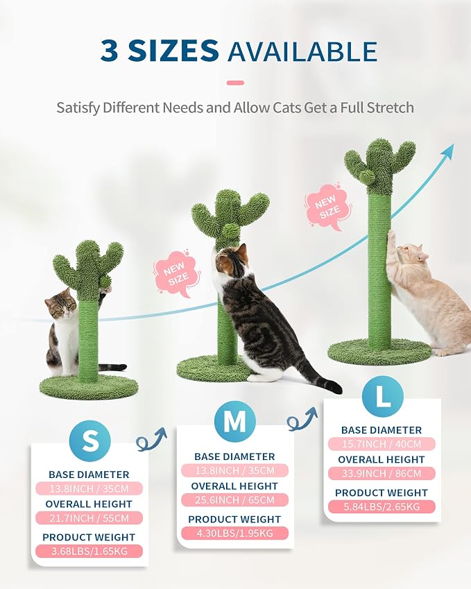 Made4Pets 34" Tall Cat Scratching Post, Cactus Cat Scratcher Kitten Scratching - Image 2