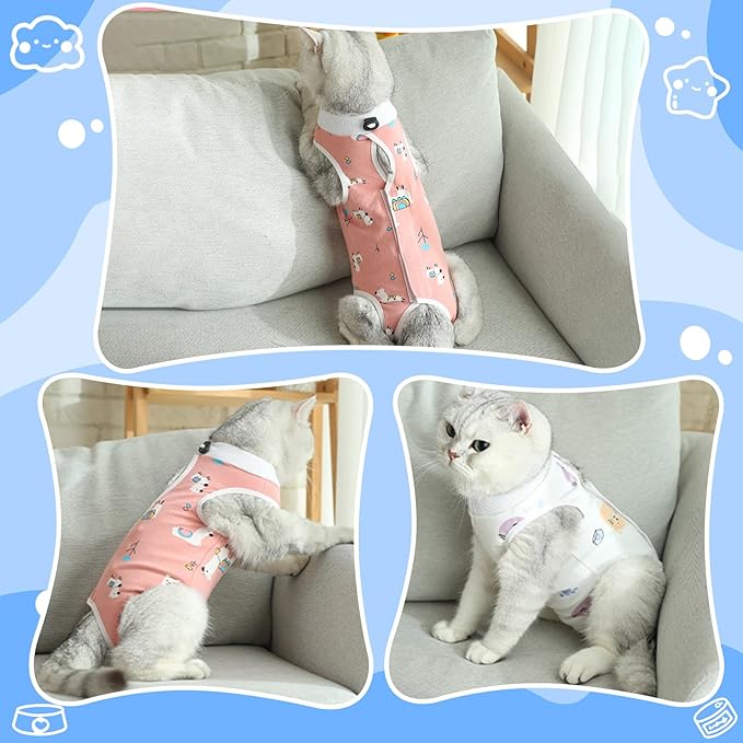 Coppthinktu Cat Recovery Suit Female, Breathable Cat Onesie After Surgery Female - Image 4