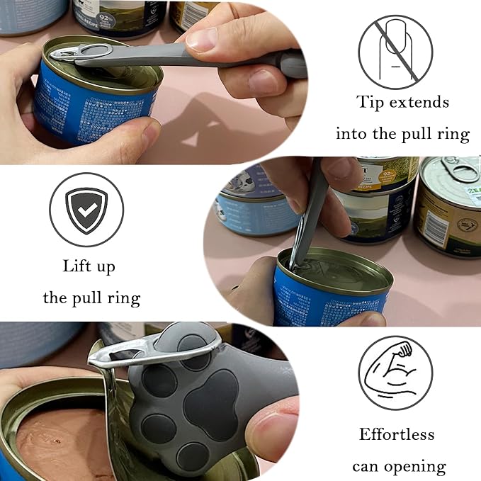 3 Pcs Cat Food Can Covers & One Can Opener | Cute Paw Shape Lids and Opener - Image 2