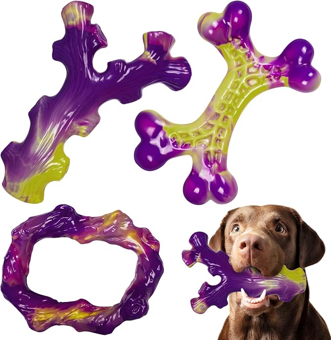 Tough Dog Toys for Aggressive Chewers 3 Pack, Indestructible Dog Toy for Large by Frienhund