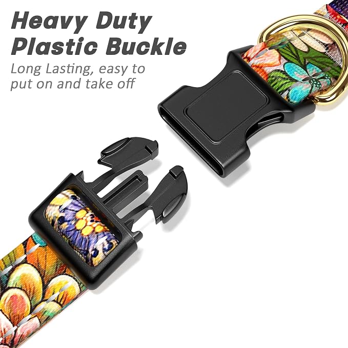 Reflective Dog Collar for Large Dogs, Cute Boho Adjustable Heavy-Duty Nylon - Image 4