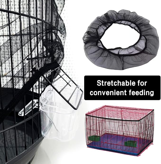 Universal Bird Cage Seed Catcher, Elasticity Airy Gauze Guard Net Cover - Image 3