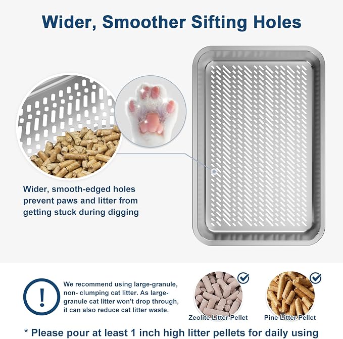 7" Deep Stainless Steel Sifting Litter Box - Image 3