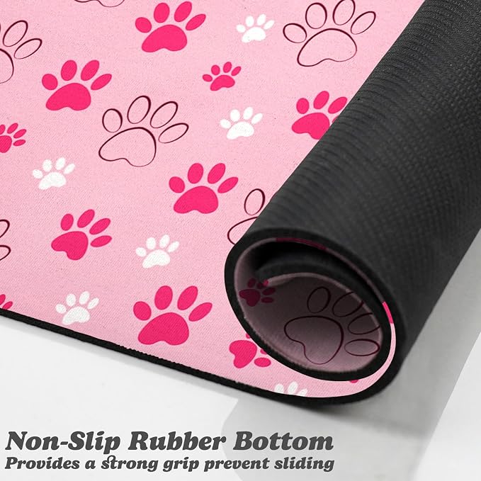 Dog Food Mat, Absorbent Water Bowl Mats Cat Pet Feeding Placemats Pink 17 * 30 - Image 3