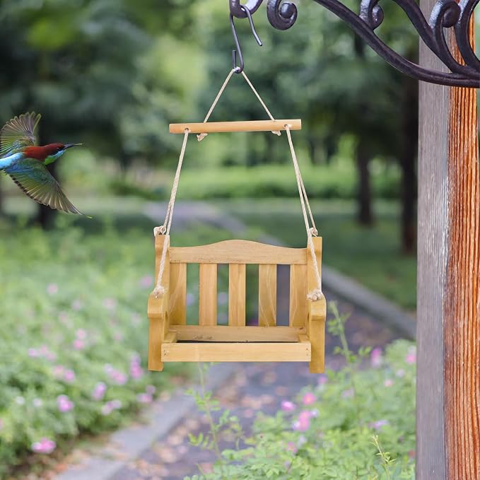 GDYOOSHOW Set of 2 Regency Porch Swing Bird Feeder Cedar Bench Shaped Squirrel - Image 9