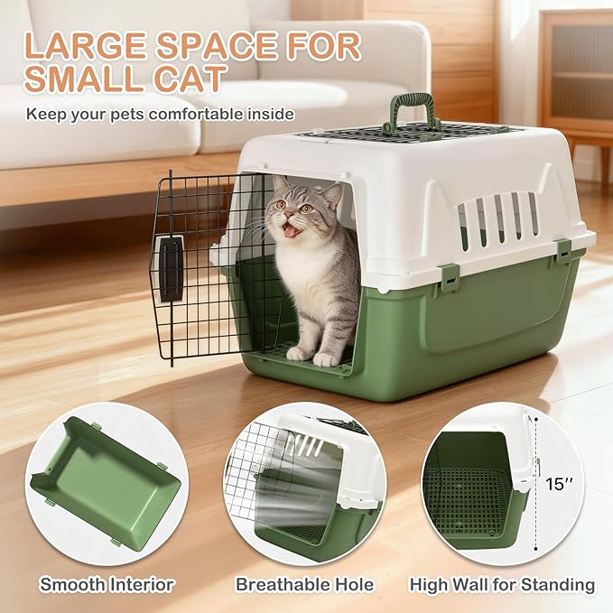 MoNiBloom 22-Inch Dog Crate Plastic 2-Door Top Loading Cat Carrier, Hard-Sided - Image 4