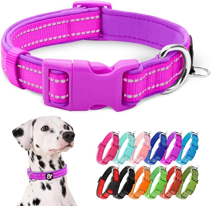 azuza Reflective Dog Collar, Soft Neoprene Padded Pet Collar by azuza