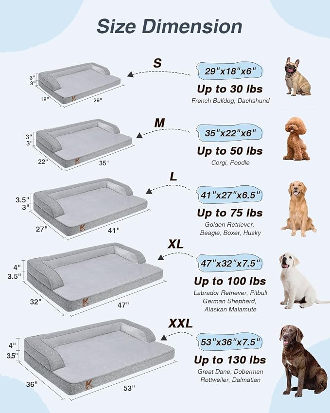 KSIIA Washable Dog Bed XXL Senior Dog, Orthopedic Warm Soft Pet Sofa Waterproof - Image 7