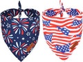 PTDECOR American Flag Dog Bandana 4th of July Dog Puppy Scarf Reversible Red by PTDECOR