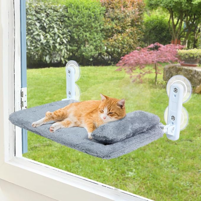 2-Pack Cat Window Perch for Cats Inside Cordless, Sturdy Foldable Cat Hammock - Image 7