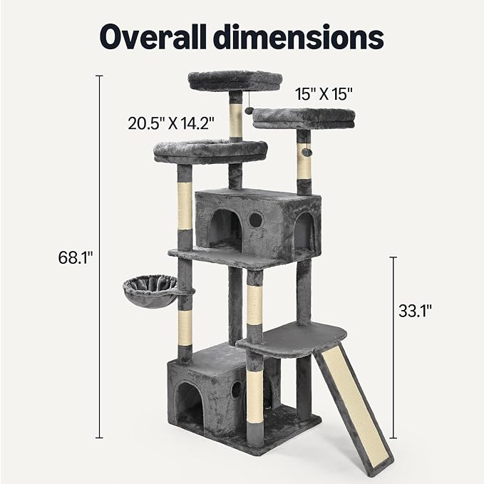Amazon Basics Large Cat Tree Tower, 68 Inches - Image 4