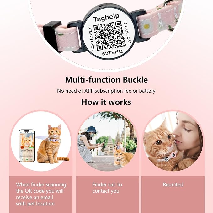 8-13in Airtag Cat Collar Lightweight and Comfortable, Bells & Flower Charm - Image 4