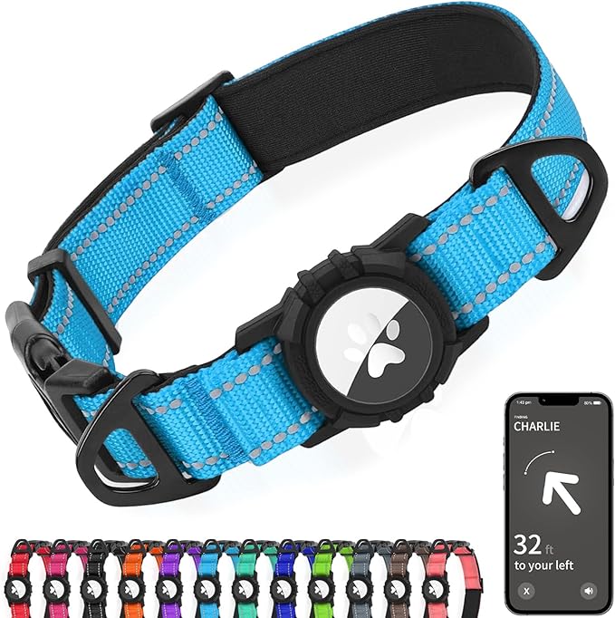 Joytale Airtag Dog Collar, Waterproof Dual D-Rings, Reflective Pet Collar by Joytale