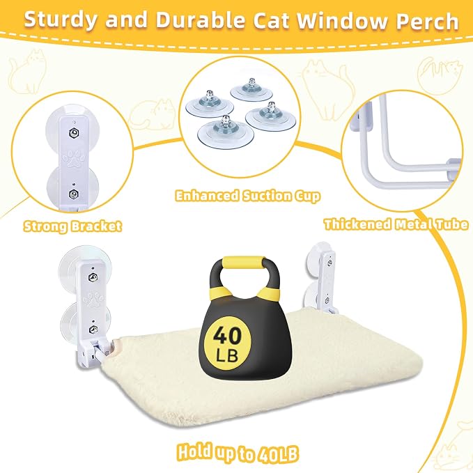 Cat Window Perch, Foldable Cat Window Hammock Sunbathing and Climbing Cats - Image 6