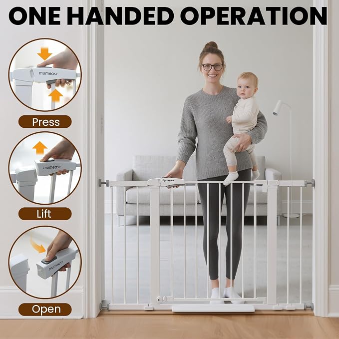 29.7-46" Extra Wide Baby Gate for Stairs, Pressure Mounted Dog Gate Indoor for - Image 6