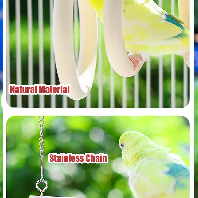 Bird Swing Rings for Cage, Hanging Bird Toys Natural Wooden, Bird Perch - Image 4