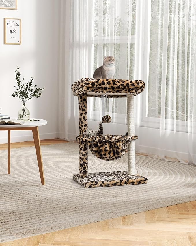 SYANDLVY Small Cat Tree for Indoor Cats, Unique Cheetah Leopard Print Cat Tree - Image 2