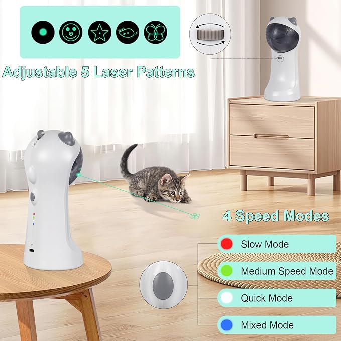 TBTeek Cat Toy, Automatic Motion-Activated, 5 Fun Patterns, 4 Speed Modes - Image 6