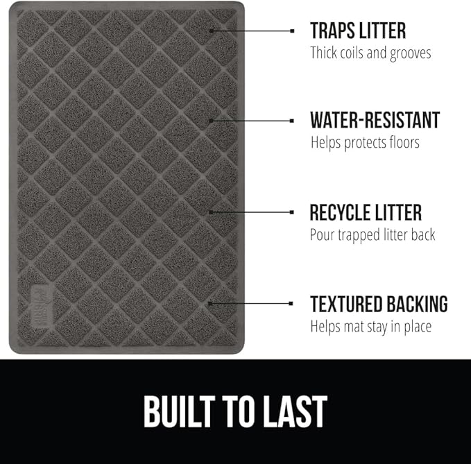 GORILLA GRIP Cat Litter Box Mat, Water Resistant, US Designed Kitty Litter - Image 2