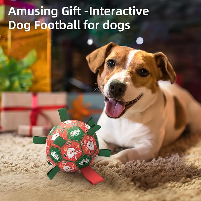 QDAN Christmas Dog Balls with Straps, Soccer Ball - Image 6