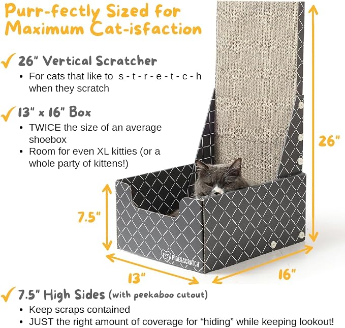 Hide & Scratch Cardboard Cat Scratcher Box & Bed - Image 3