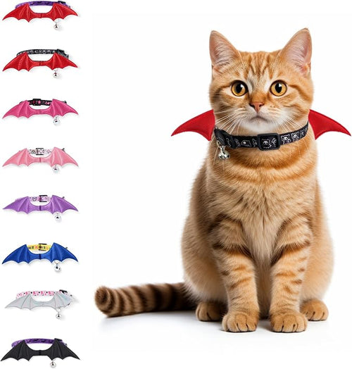 1 PC Bat Wing Cat Collar with Bell, Adjustable Kitten Collar with Safety by FURRYUMI