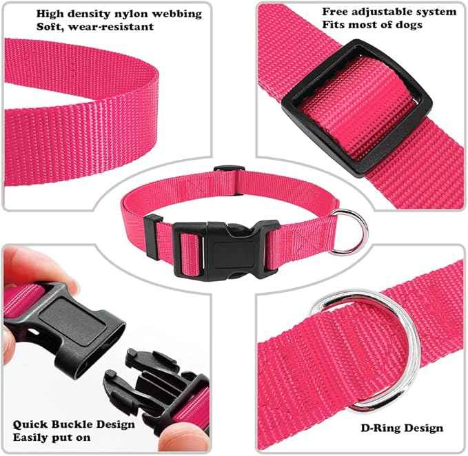 Dog Collar Hot Pink Basic Dog Collars