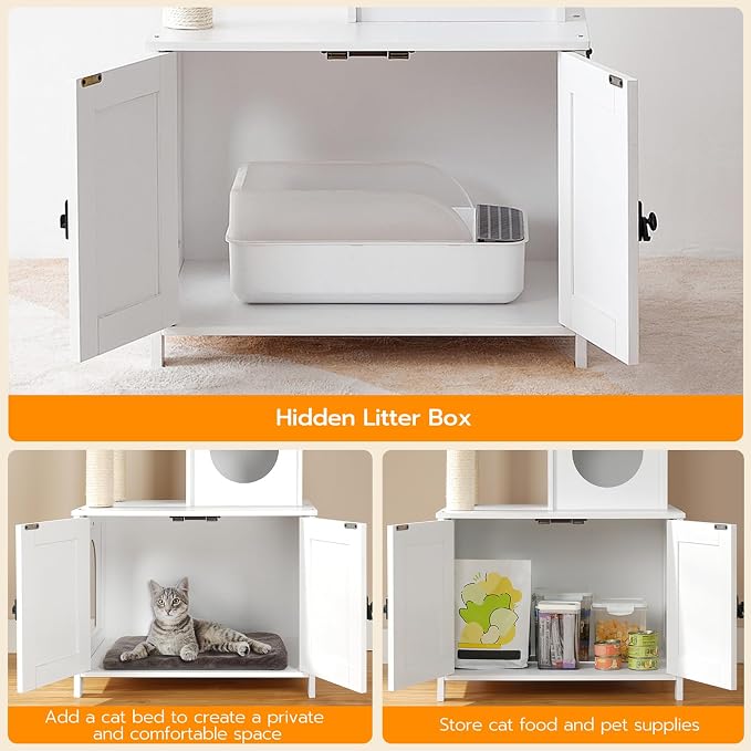 HOOBRO Cat Tree Tower with Litter Box Enclosure - Image 4