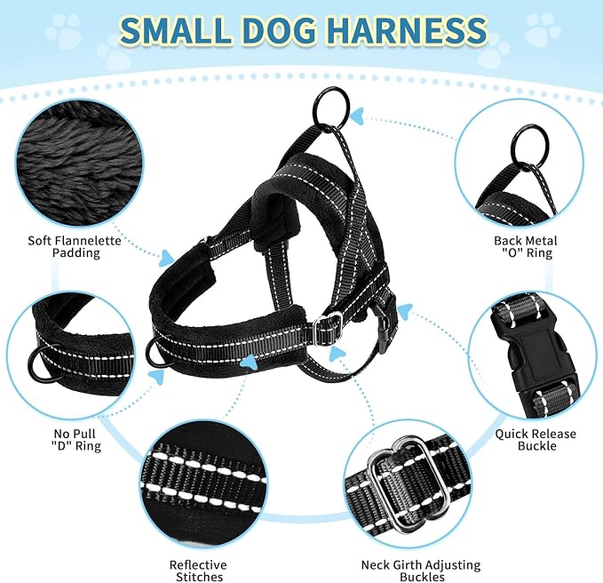 SlowTon No Pull Small Dog Harness and Leash Set, Puppy Soft Vest Harness Neck & - Image 6