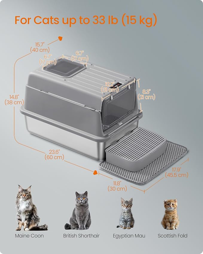 Feandrea Stainless Steel Cat Litter Box - Image 6