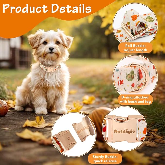 Autumn Dog Collar，Soft Cotton Handmade Pet Collar - Image 4