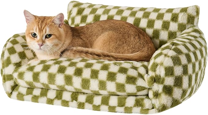 Hollypet Cat Bed Fluffy Plush Mutifuctional Double-Layer Soft Pet Couch by Hollypet