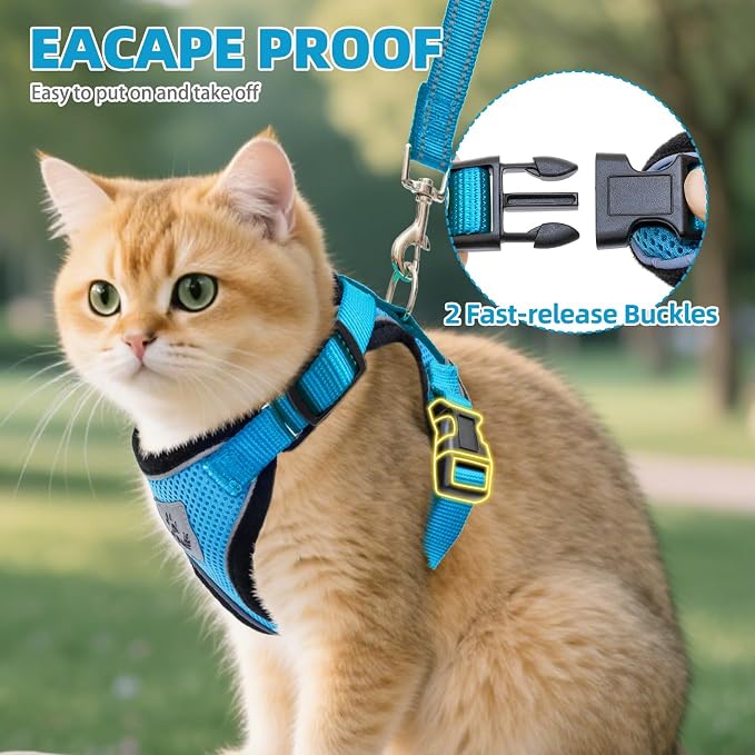 PUPTECK Cat Harness and Leash Set Escape Proof Reflective Cat Walking Harness - Image 3