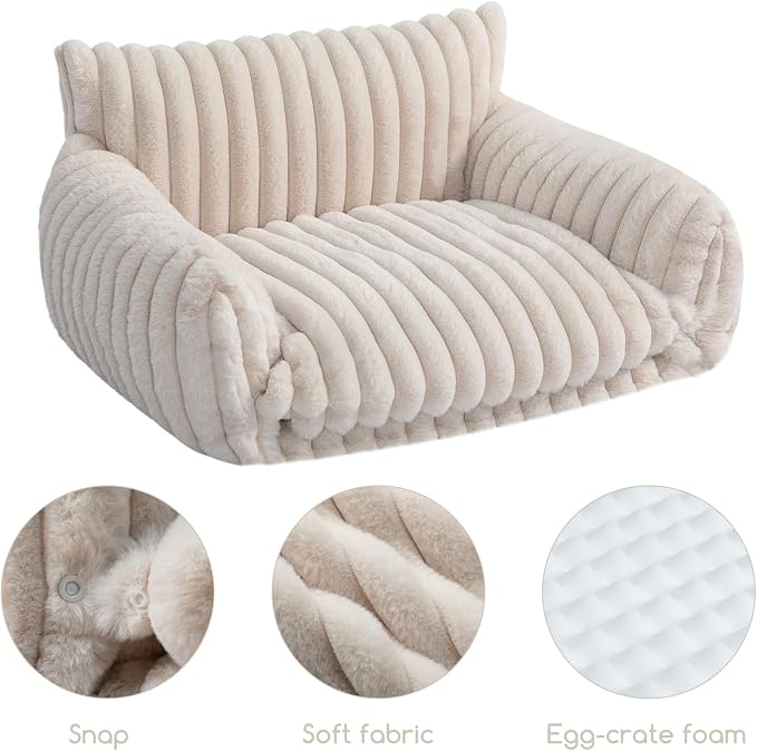 Hollypet Cat Bed Fluffy Plush Mutifuctional Double-Layer Soft Pet Couch - Image 5
