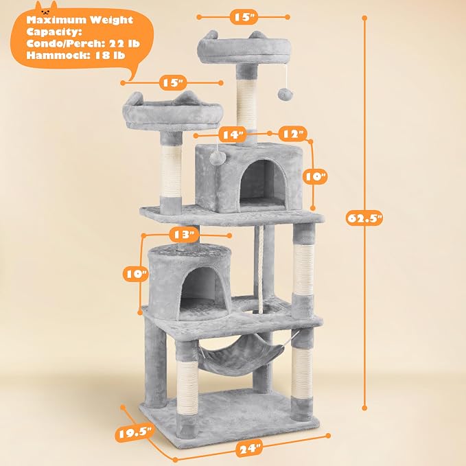 Topeakmart 62.2 inches Cat Tree - Image 7