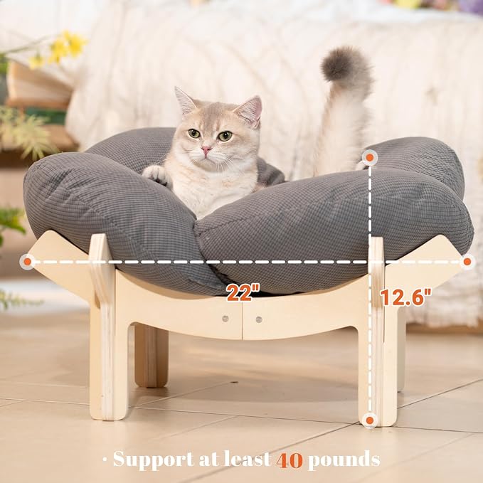 CHEERHOME PETS Elevated Cat Bed Wooden - Image 4