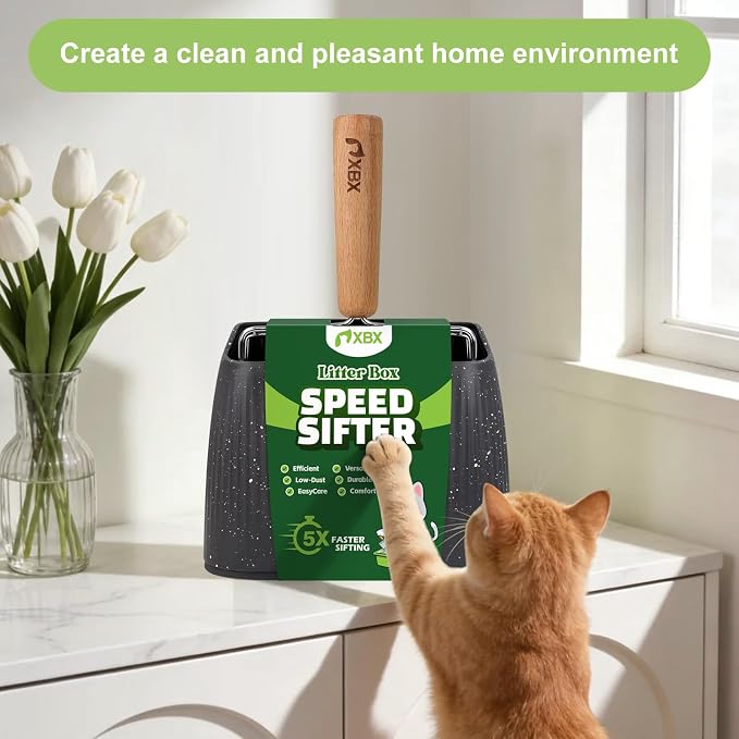 XBX Cat Litter Scoop with Holder, Heavy Duty Litter Sifter, Stainless Steel - Image 8