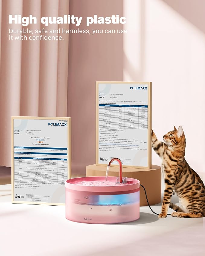 Pink Cat Water Fountain:108oz/3.2L Cat Fountain Super Silent Pet Water Fountain - Image 5