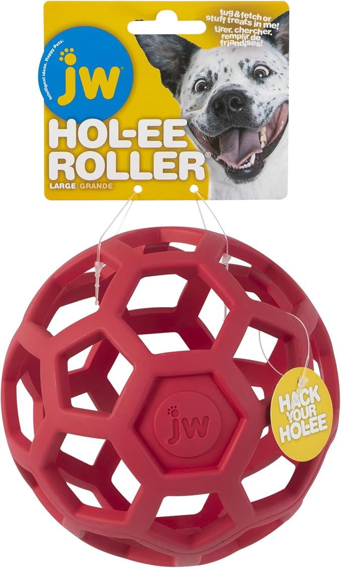 JW Pet Hol-ee Roller Dog Toy Puzzle Ball, Natural Rubber, Colors May Vary - Image 5