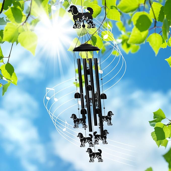 Poodle Wind Chimes for Garden, 34.6 Inch Weather-Resistant Metal Windchime - Image 9