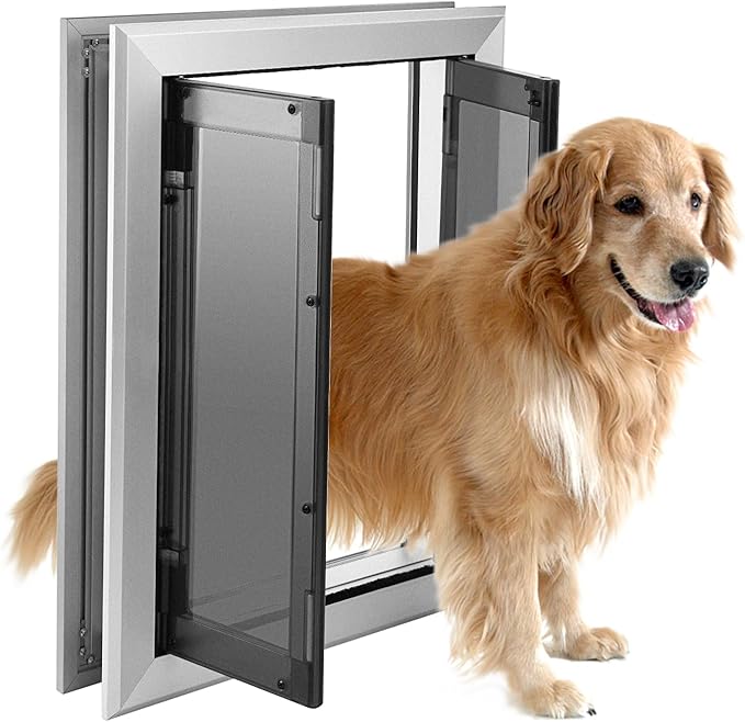 Large Dog Door, Weatherproof Aluminum Dog Door by SmarketBuy