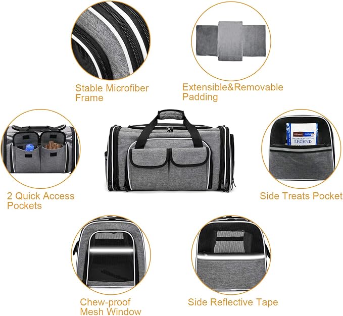 Estarer Soft Sided Pet Carrier Airline Approved, 4 Sides Expandable Collapsible - Image 6
