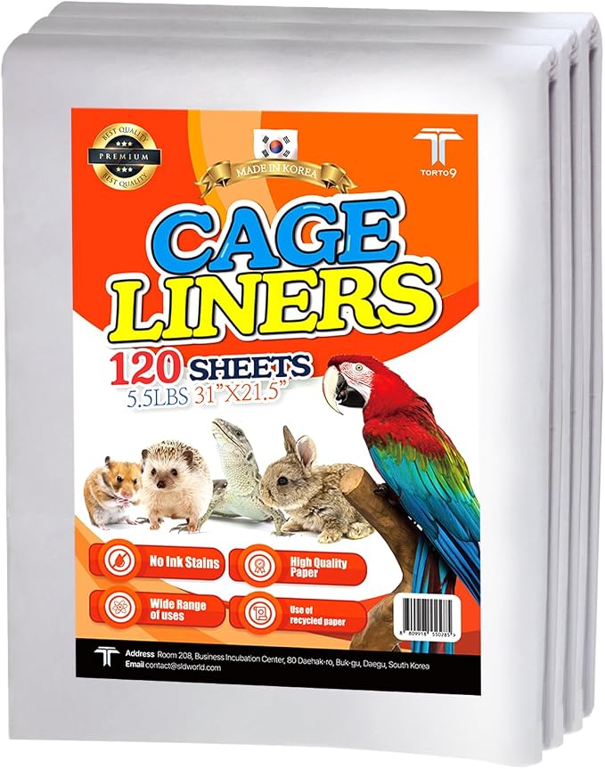 TORTO9 Cage Liner Sheets for Birds – 120 Pack, 31 x 21.5 in, 5.5 lb | Acid-Free by TTORTO9