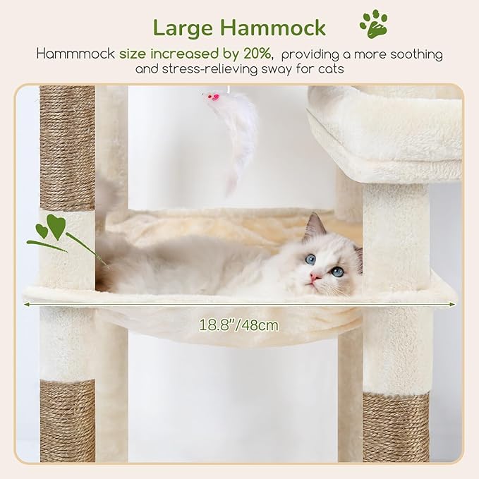 Globlazer Extra Large Platform Cat Tree, 65in Tall Sturdy Cat Tree - Image 5