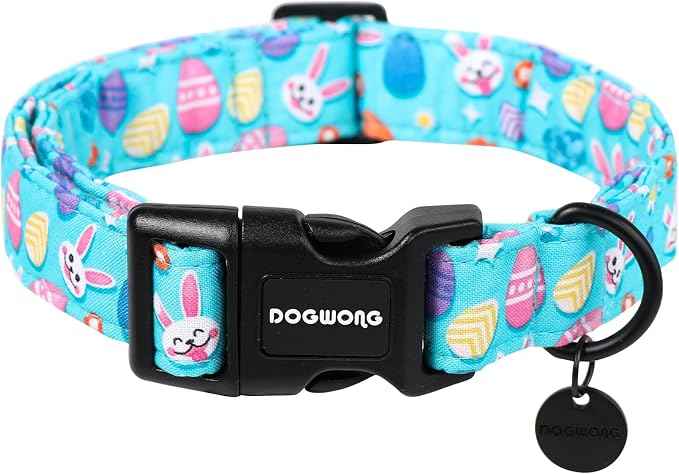 DOGWONG Easter Dog Collar, Colorful Egg Dog Collar Soft Durable Adjustable