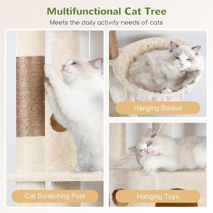 Globlazer Corner Cat Tree 66 inch Multi-Level Climbing Tower Kitty Condos Cat - Image 5
