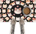 Cat Feeding Mat 24x16 inch Black Kitten Print Pet Bowl Placemat Non Slip Floor by HOMETITUTE