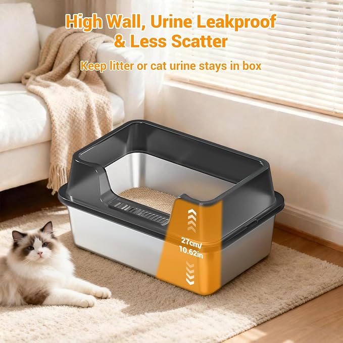 Stainless Steel Litter Box, XL Enclosed Cat Litter Boxes - Image 6