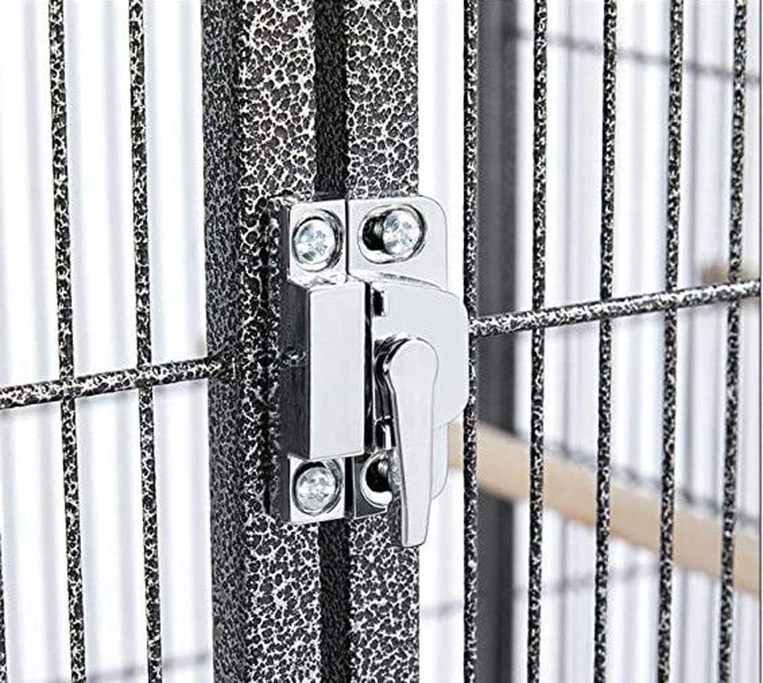 Large Wrought Iron Bird Cage with Play Top and Rolling Wheels - GlobalHabitat Supply